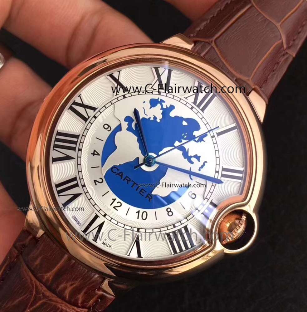 Cartier Ballon Bleu de Cartier Watch Map Dial Rose Gold